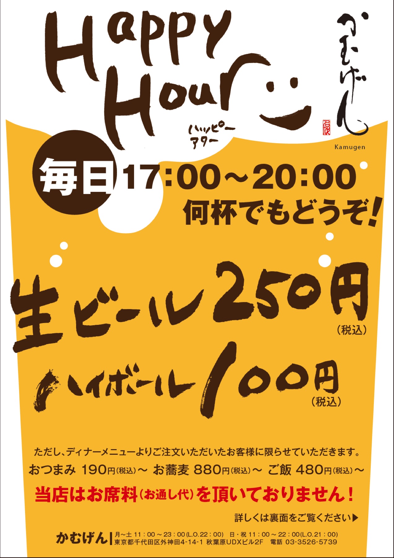 ハッピーアワーの店内POP